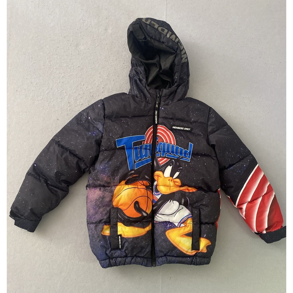 Space Jame Members Only Tune Squad Puffer Jacket w- Hood Kids Size 7 - Unisex
